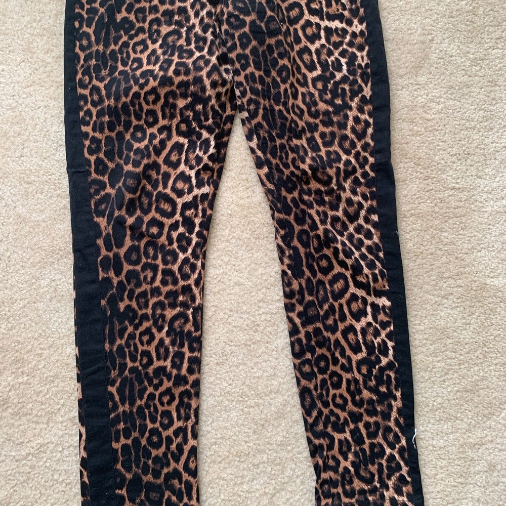 Leopard Print Straight Leg Stretch Jeans With Tuxedo Stripes Size 36 Euro (6-8) - Picture 5 of 16